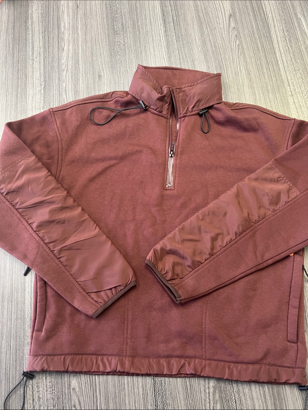 Bass Outdoor Convertible 1/4 Zip Hoodie - Size S (Rum Raisin)
